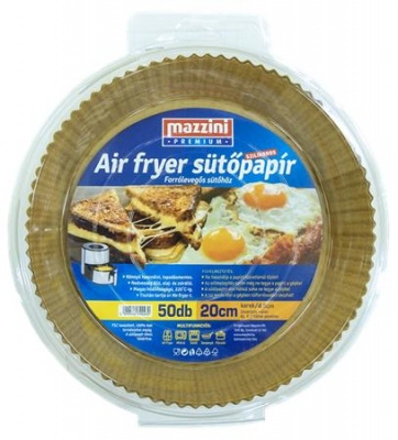 Sütőpapír, szilikonos, Air Fryer készülékhez, kerek, 20 cm, 50 db, MAZZINI "Premium"