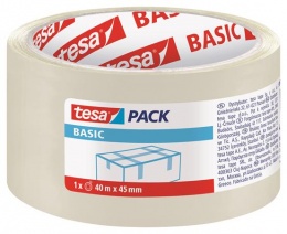 Csomagolószalag, 45 mm x 40 m, TESA "tesapack® Basic", átlátszó